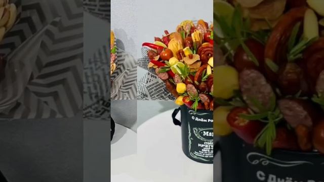 Мужской букет из колбасы #подарок #съедобныйбукет #колбасныйбукет #букетназаказ #подарокдлямужчины