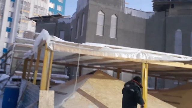 Строительство новой Соборной мечети РДУМПК в составе ЦДУМ России, утепление башенк. смотреть онлайн