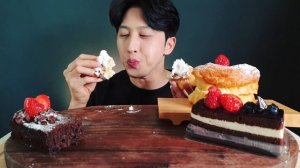 MUKBANG)겐츠베이커리 여러가지 디저트/무스케이크/다크쇼콜라/몽블랑/빵/먹방/cake/dessert/bread/EATING SHOW