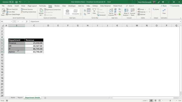 Excel Drop-down list: Sinhala ▶ Excel Basics - Episode 03(Sinhalen)