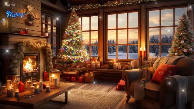 ?Instrumental Christmas Music with Cracking Fireplace ? Cozy Christmas Ambience, Fireplace 4K