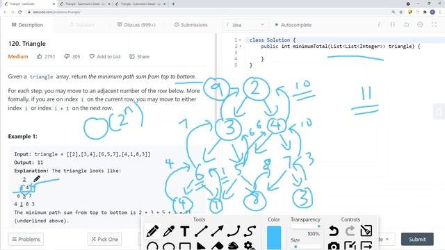 [Java] Leetcode 120. Triangle [DP Min/Max Path to Target #1] смотреть онлайн