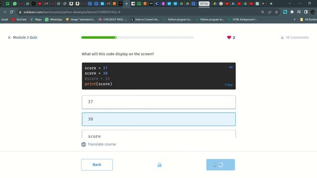23 Module 2 Quiz | Python Developer | Sololearn