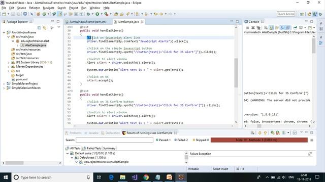 Handling Frames,Windows,Alerts with example in Selenium Java