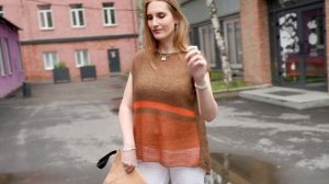 Стильная футболка из мохера. Вязание спицами