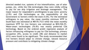 Valuation of Rice Farmers’ Preferences and Willingness to Pay for Climate Smart Agricultural Techno