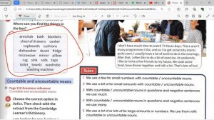 Cambridge B1 COMPLETE- Unit 1 grammar focus- countable/uncountable- present simple/continous