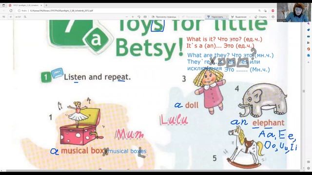 ГДЗ Spotlight 3 класс английский стр. 58 упр. 1, 2. Toys for little Betsy