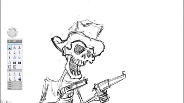 Time Lapse Skeleton GunFighter Sketch