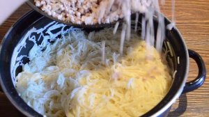 Запеканка из вермишели с фаршем!Сытное и вкусное блюдо))