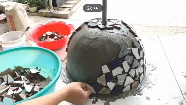 Вазон из гипса и остатков плитки смотреть онлайн