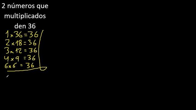 2 numeros que multiplicados den 36  dos numeros cuyo producto es