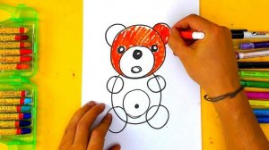 Рисуем МЕДВЕДЯ из КРУГОВ учим формы для детей
