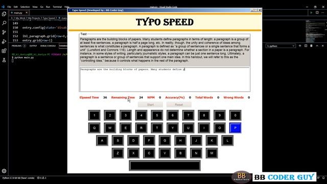 01 - Python Project - Typo Speed | Introduction | Python Program | Python Basic Programs