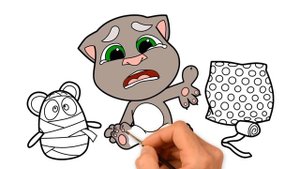 My Talking Tom 2 Tom Hurts His Thumb Crying Drawing and Coloring