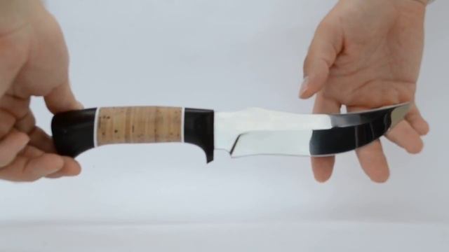 Нож "Осетр" из нержавеющей стали 65х13. Рукоять дерево граб с берестой смотреть онлайн