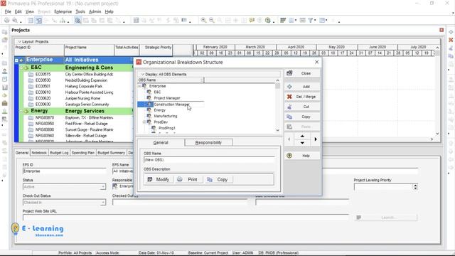 what is OBS or Organizational Breakdown Structure and how to create it in primavera?
