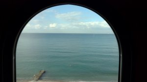 View of Black Sea from the window of an express train ''Moscow-Adler''