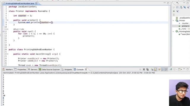 Part 4: Print Even and Odd Numbers Using 2 Threads in Java | Inter thread communication