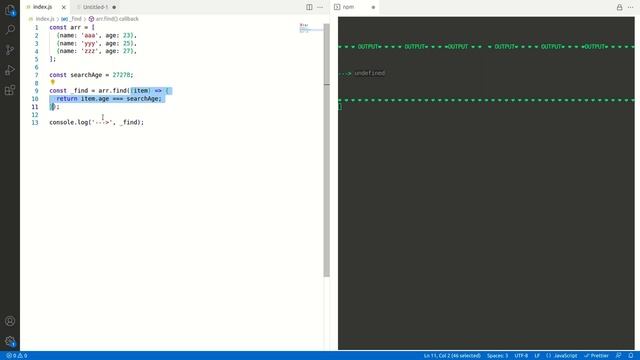 what is javascript find
