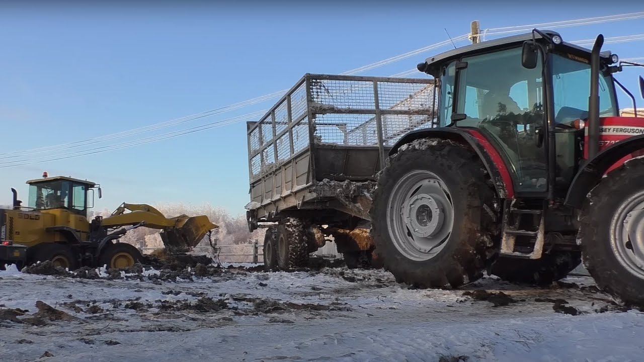 Чуть не положил погрузчик на бок! Эвакуация ДТ 75 ! Битва с навозом! смотреть онлайн