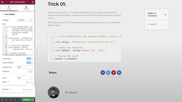 How to Use Elementor Code Highlight Widget [PRO]