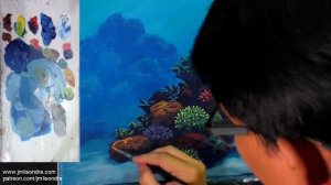 Acrylic Painting Tutorial / Sea Turtle with Underwater Corals