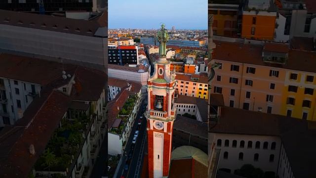 Aerial view Milan. Basilica Santuario Sant'Antonio di Padova