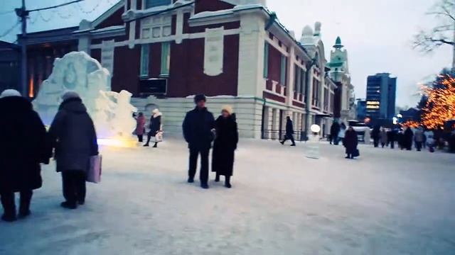 Ледовые скульптуры, Ледовый каток на площади Ленина (Новосибирск). Январь 2016 смотреть онлайн