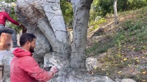 Декоративный камень из Арт бетона на колонне очень просто.