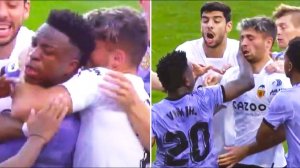 HORRIBLE RACIST SCANDAL IN LA LIGA! Vinicius attacked by Valencia fans & players! Vinicius red card