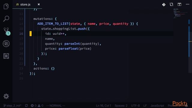 Hands-On Vuex for Vue.js Applications : Creating the State and Mutations | packtpub.com