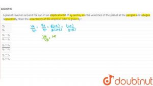 A planet revolves around the sun in an elliptical orbit. If `v_(p)` and `v_(a)` are the velocities