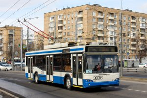 Поездка на троллейбусе СВАРЗ-МАЗ 6235.00 №3836 Маршрут 66к до Метро Краснопресненская Москва