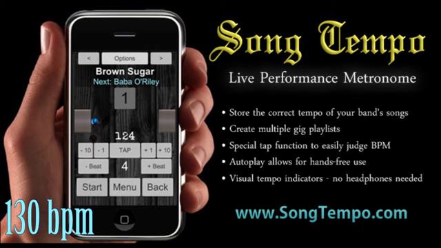 130 BPM Metronome - 10 Minutes Click Track - www.SongTempo.com смотреть онлайн