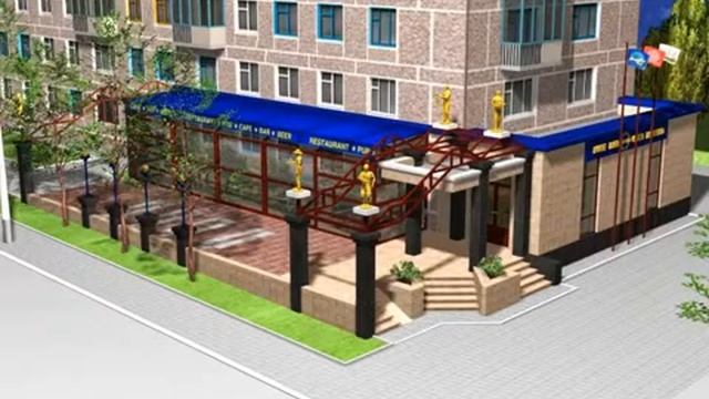 Проект ресторана "Европа". Мариуполь Центр, Варганова, 4. Фасад Marazzi, слайд-шоу.