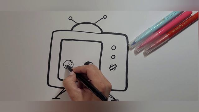 HOW TO DRAW A CUTE RETRO TV SET/ WIE MAN EINEN NETTEN RETRO-TV ZEICHNET смотреть онлайн