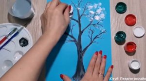 Рисуем зимнее дерево скомканной бумагой! Творчество. Рисование с детьми. How to draw a winter tree