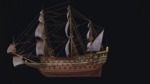 3D модель парусного корабля "Повелитель морей" (sovereign of the seas) с нормалями