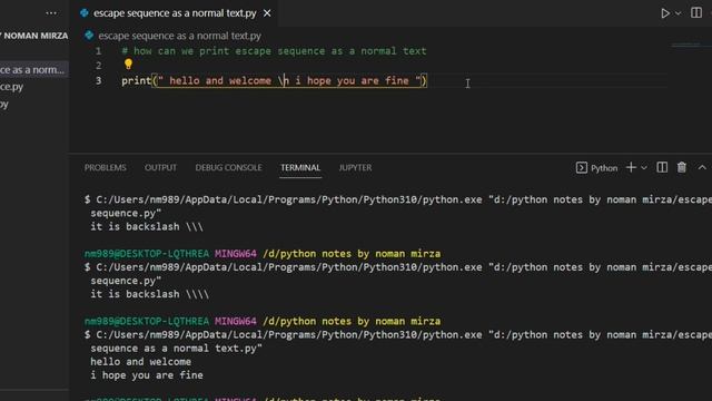 escape sequence in python