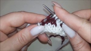 "Ленивый жаккард" спицами. Двухцветный узор спицами.