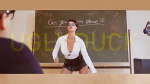 UGLY DUCK Children look under the skirt of a teacher at school