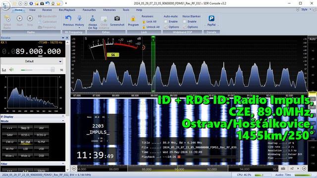 29.05.2024 08:39UTC, [Es], Radio Impuls, Чехия, 89.0МГц, 1455км