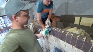 Барбекю из кирпича. Казан мангал мини русская печь.