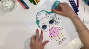 Раскраска кукла ЛОЛ, c блестками разных цветов