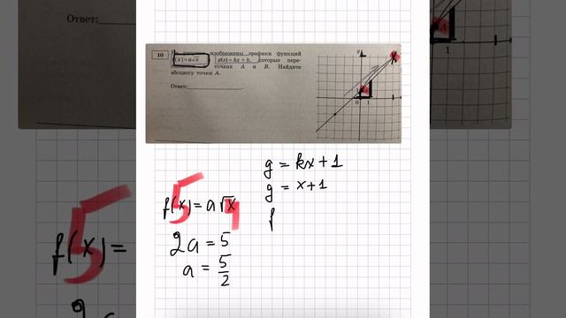 Абсцисса точки пересечения прямой и ветви параболы смотреть онлайн