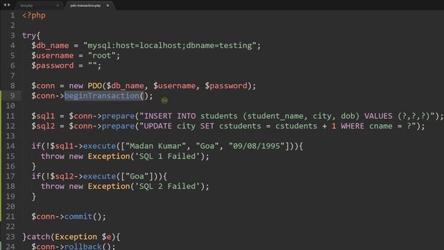PHP PDO - Transaction Tutorial in Hindi / Urdu смотреть онлайн