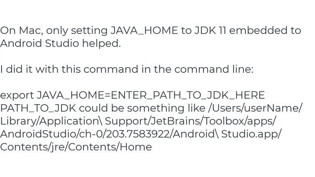 AndroidStudioError "Android Gradle plugin requires Java 11 to run. You are currently using Java 1.8