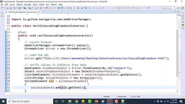 Verify Functionality Of Cascading/dependent Dropdown in Selenium - Java