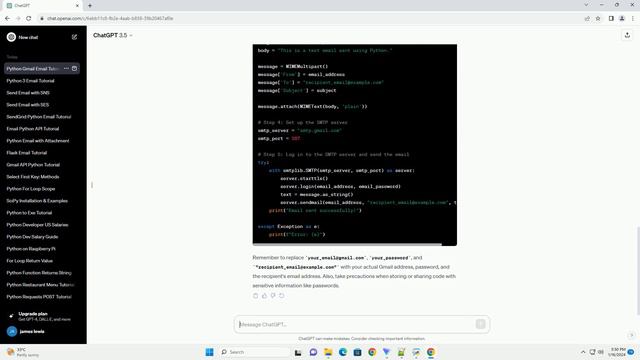 send mail using python gmail